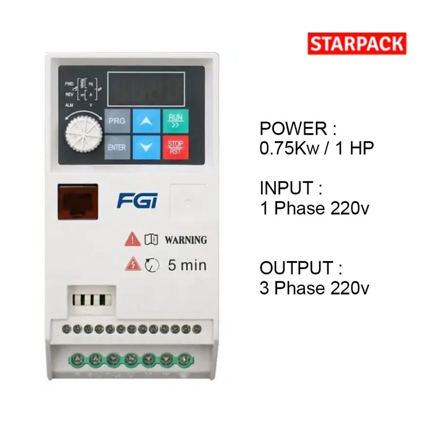 Inverter VFD FGI FD100M 0.75 kw / 1HP Input 220V 1 Phase 1