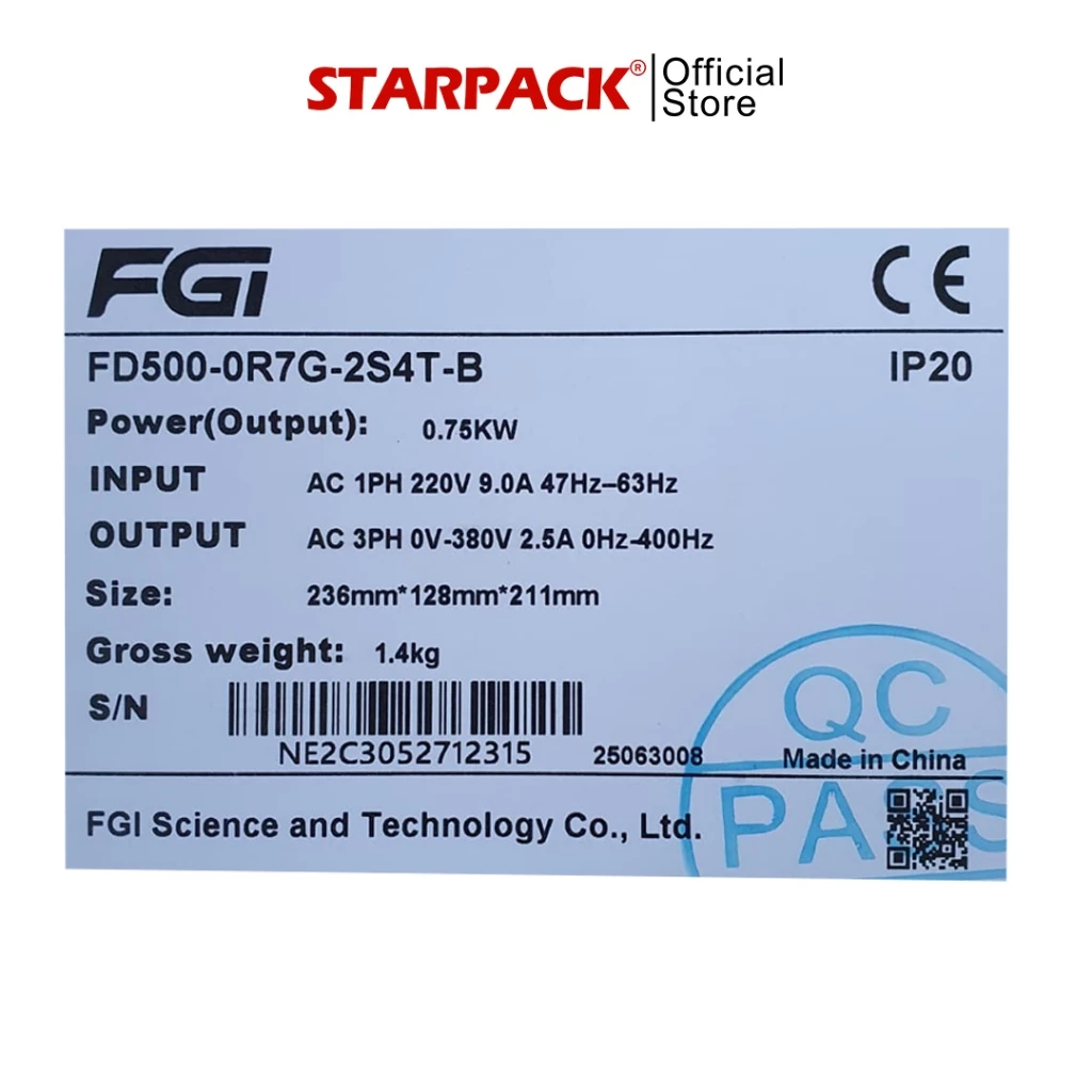 Inverter VFD FGI FD500 0.75 kw / 1 HP Input 1 Phase 220v Output 3 Phase 380v - Variable Frequency Drive 4