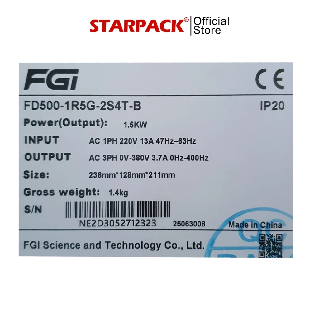 Inverter VFD FGI FD500 1.5 kw / 2 HP Input 1 Phase 220v Output 3 Phase 380v - Variable Frequency Drive 4