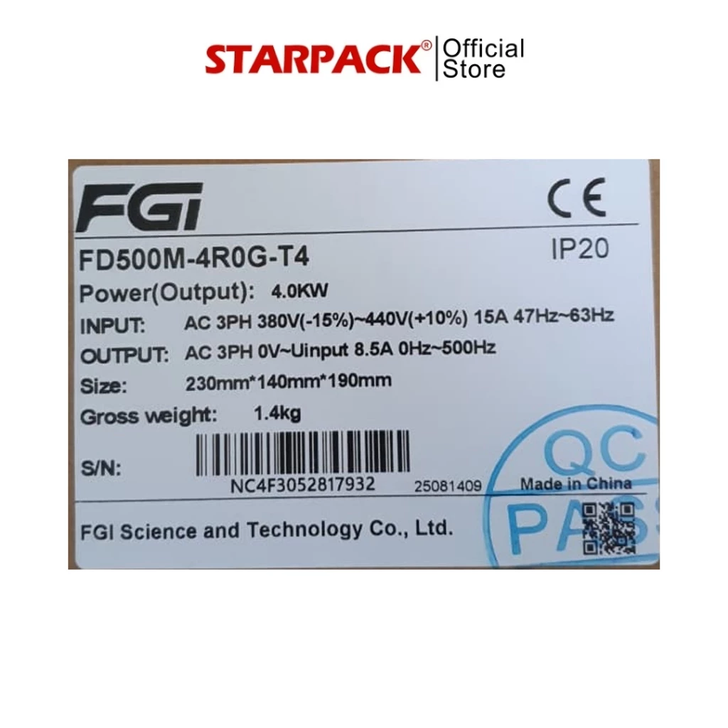 Inverter VFD FGI FD500M 4 kw / 5 HP Input 3Phase 380v Output 3Phase 380v - Variable Frequency Drive 4