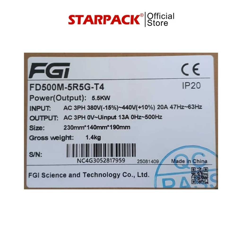 Inverter VFD FGI FD500M 5.5 kw / 7.5 HP Input 3Phase 380v Output 3Phase 380v - Variable Frequency Drive 4