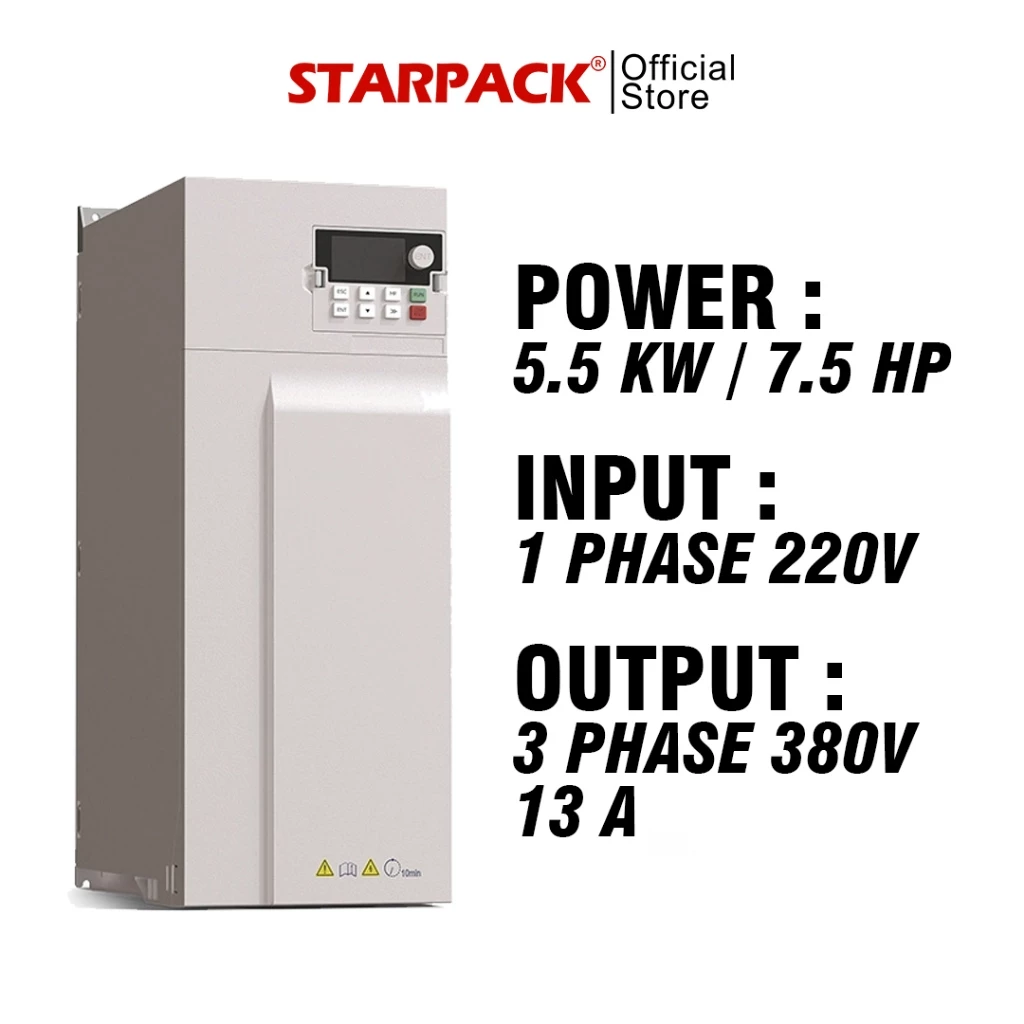 Inverter VFD FGI FD500 5.5 kw / 7.5 HP Input 1Phase 220v Output 3Phase 380v - Variable Frequency Drive 1