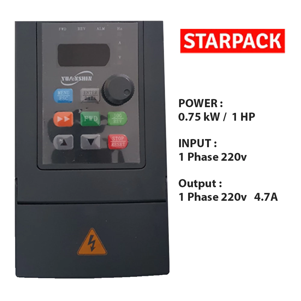 Inverter VFD Yuanshin YX3000 0,75kw / 1HP Input 1Phase 220v Output 1Phase 220v 1