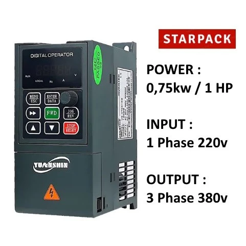Inverter VFD Yuanshin V9 0,75kw / 1HP Input 1 Phase 220V Output 3Phase 380V 1