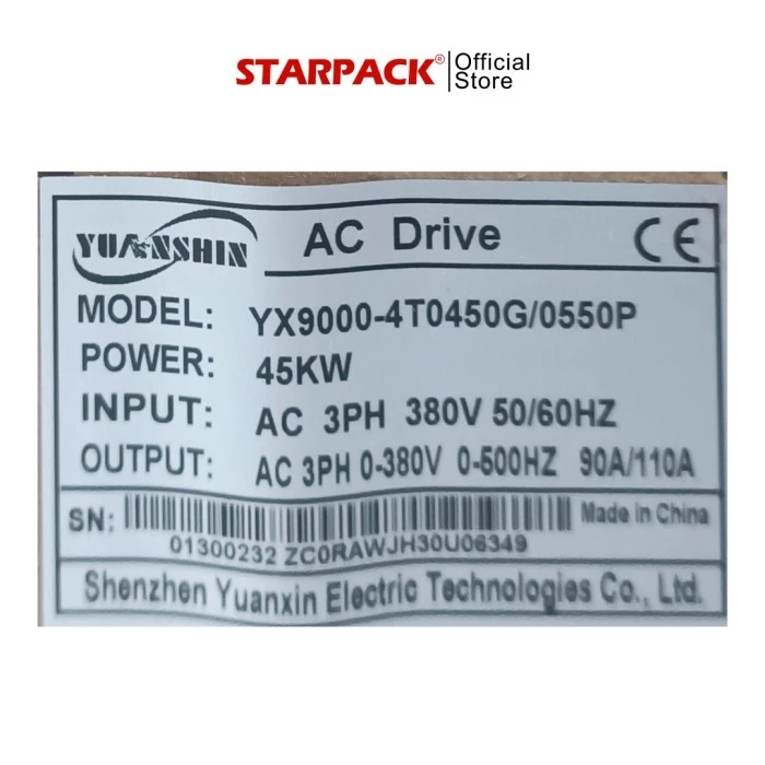 Inverter VFD Yuanshin YX9000 45 kw / 60 HP Input 3Phase 380v Output 3Phase 380v 5