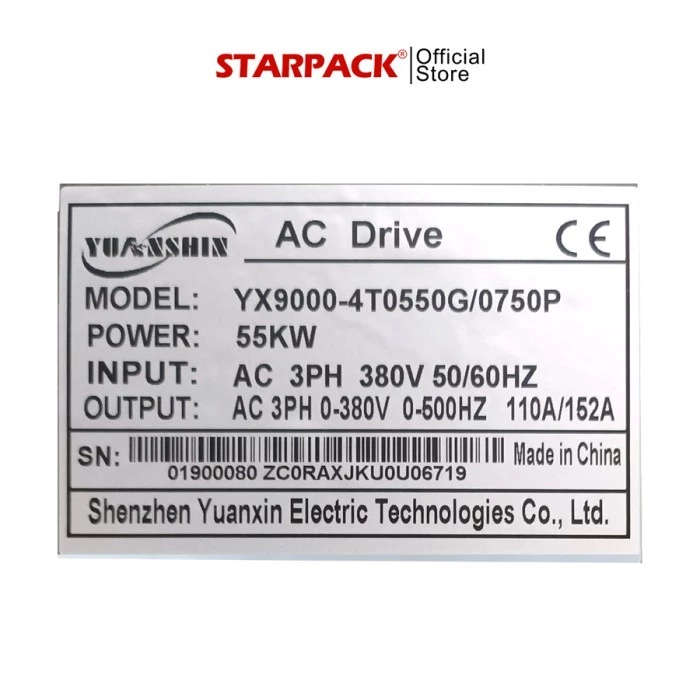 Inverter VFD Yuanshin YX9000 55 kw / 73HP Input 3Phase 380v Output 3Phase 380v 7